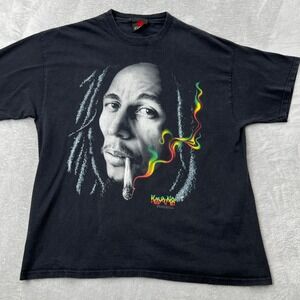Zion Rootswear Bob Marley Kaya Man Black Graphic T-Shirt Mens XL 2007 Reggae Tee